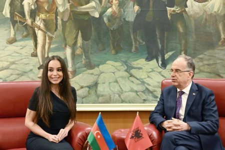 Leyla Əliyeva Tiranada Albaniya Prezidenti Bayram Beqaj ilə görüşüb