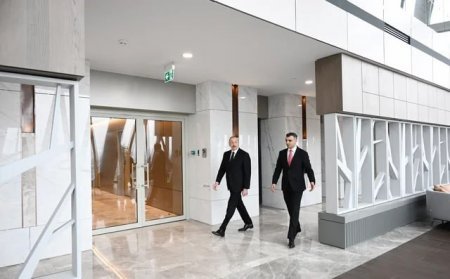 Prezident İlham Əliyev Mərkəzi Bankın yeni inzibati binasının açılışında iştirak edib