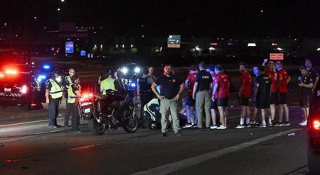Türkiyə millisinin müşayiətində polis motosikleti qəzaya uğradı Türkiyə millisinin müşayiətində polis motosikleti qəzaya uğradı