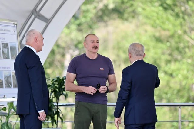 Prezident İlham Əliyev Laçında "Həkəriçay" su anbarının təməlini qoydu