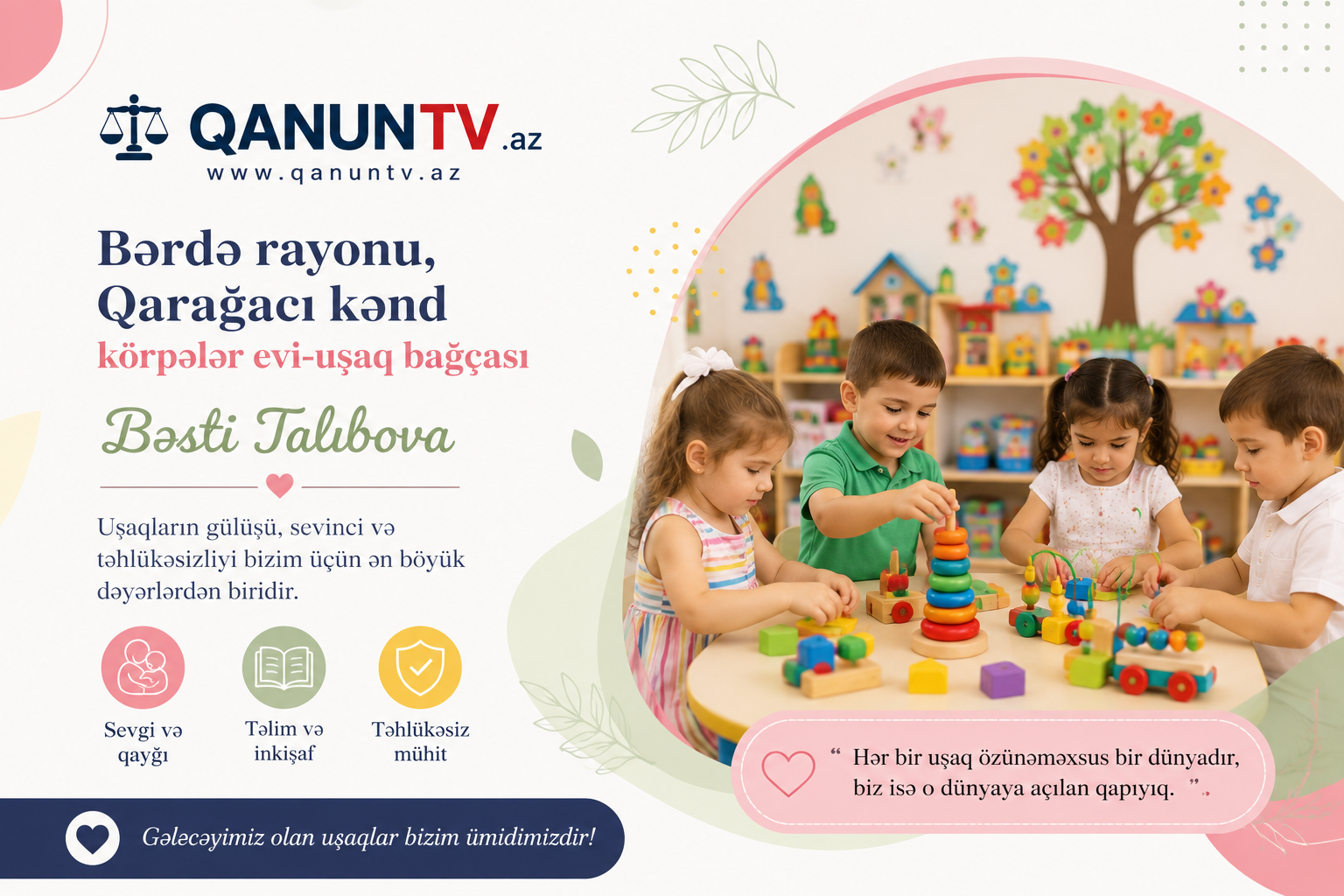 Bərdə rayon Qarağacı kənd körpələr evi-uşaq bağçasının müdiri Bəsti Talıbovanın fəaliyyəti təqdir olunur Bərdə rayon Qarağacı kənd körpələr evi-uşaq bağçasının müdiri Bəsti Talıbovanın fəaliyyəti təqdir olunur
