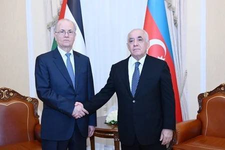 Əli Əsədov Fələstin Dövlətinin Baş naziri Məhəmməd Mustafa ilə görüşüb Əli Əsədov Fələstin Dövlətinin Baş naziri Məhəmməd Mustafa ilə görüşüb