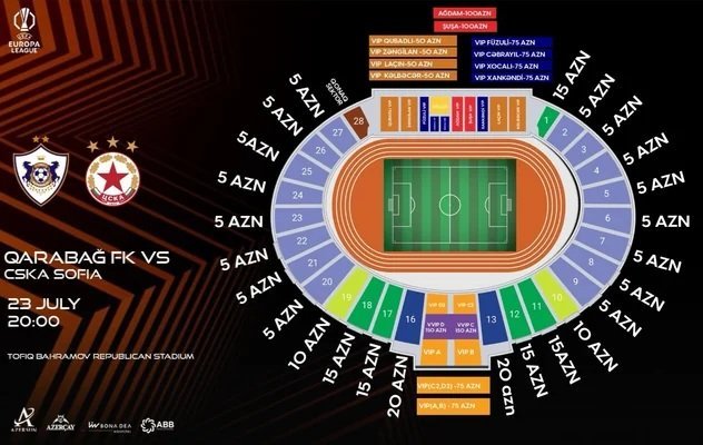 "Qarabağ" – "ÇSKA Sofiya" oyununun biletləri satışa çıxarıldı "Qarabağ" – "ÇSKA Sofiya" oyununun biletləri satışa çıxarıldı